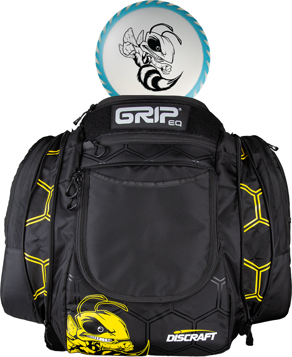 Buzzz Gripeq AX6 Disc Golf Bag with 4 Buzzz Logo Patches and